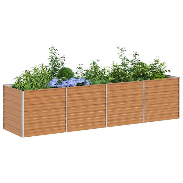vidaXL Garden Raised Bed Light Brown 320 x 80 x 77 cm Galvanised Steel