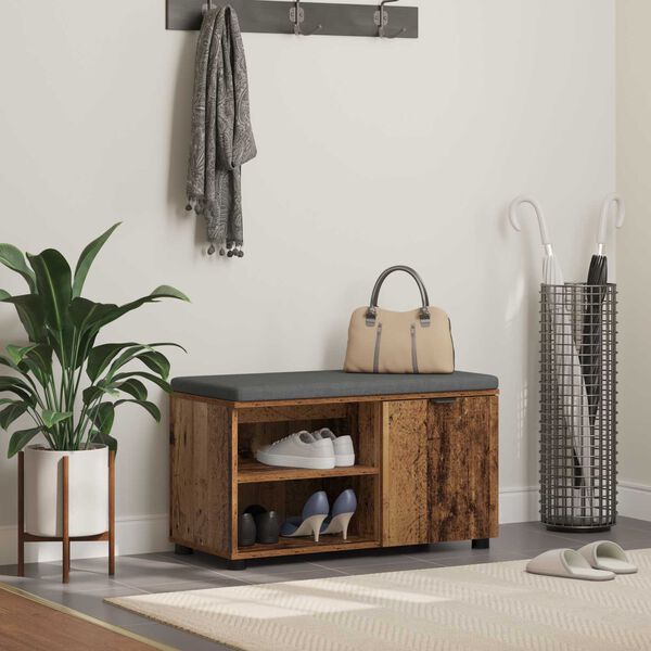 vidaXL Hall Bench with Cushion Plain Old Wood 80 x 38 x 46 cm