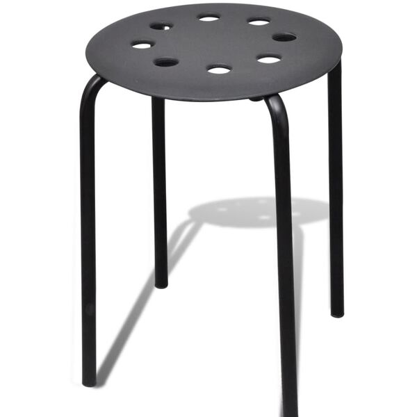 vidaXL Stacking Stools 4 pcs Black Plastic