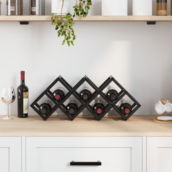 vidaXL Wine Rack Black Oak 63 x 16.5 x 25 cm Powder-Coated Steel