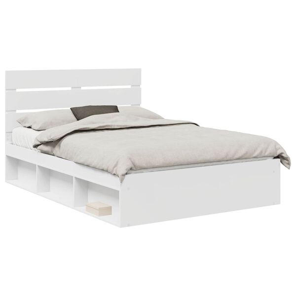 vidaXL Bed Frame with Headboard White 150 x 200 cm Solid Pine Wood