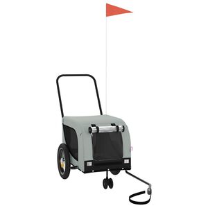 vidaXL Pet Bike Trailer Grey and Black Oxford Fabric and Iron