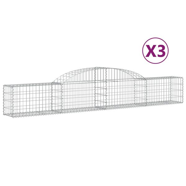 vidaXL Arched Gabion Baskets 3 pcs 300x30x40/60 cm Galvanised Iron