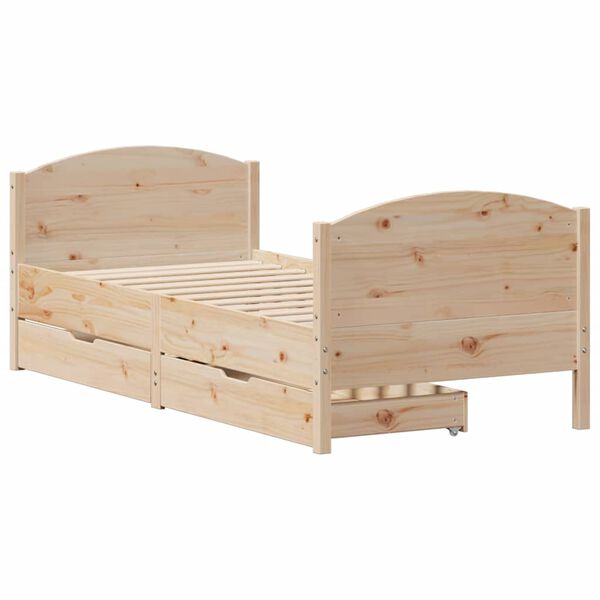 vidaXL Bed Frame without Mattress 75x190 cm Small Single Solid Wood Pine