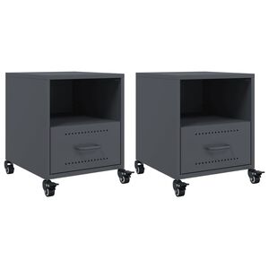 vidaXL Bedside Cabinets 2 pcs Anthracite 36x39x43,5 cm Steel