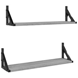 vidaXL Wall Shelves 2 pcs Grey Sonoma 60x15x15,5 cm
