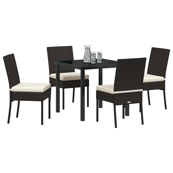 vidaXL Garden Dining Set 5 pcs Cream Powder-Coated Steel