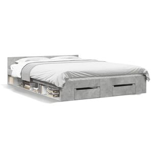 vidaXL Bed Frame with Drawers without Mattress Concrete Grey 120x190 cm Small Double