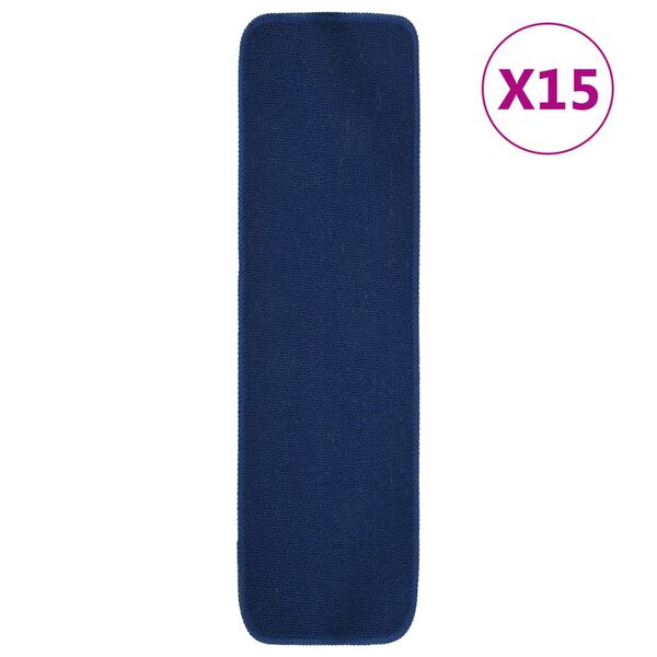 vidaXL Anti Slip Stair Mats 15 pcs 75x20 cm Navy Blue Rectangular