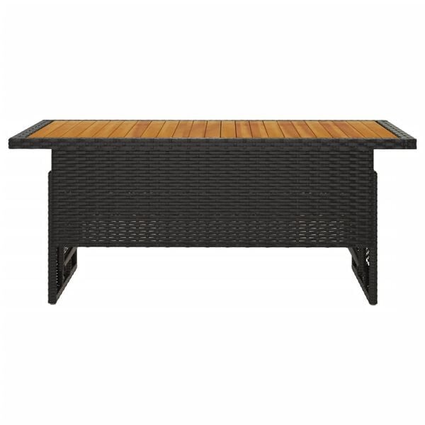 vidaXL Garden Table Black 100x50x43/63 cm Solid Wood Acacia&Poly Rattan