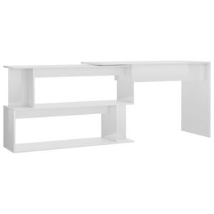 vidaXL Corner Desk High Gloss White 200x50x76 cm Engineered Wood