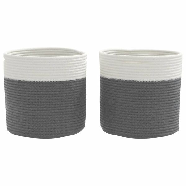 vidaXL Storage Baskets 2 pcs Grey and White &Oslash;28x28 cm Cotton