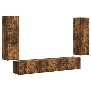 vidaXL TV Cabinet Set Wall-mounted 4 pcs Smoked Oak Engineered Wood