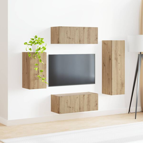 vidaXL TV Cabinet Set Wall-mounted 4 pcs Artisan Oak Engineered Wood