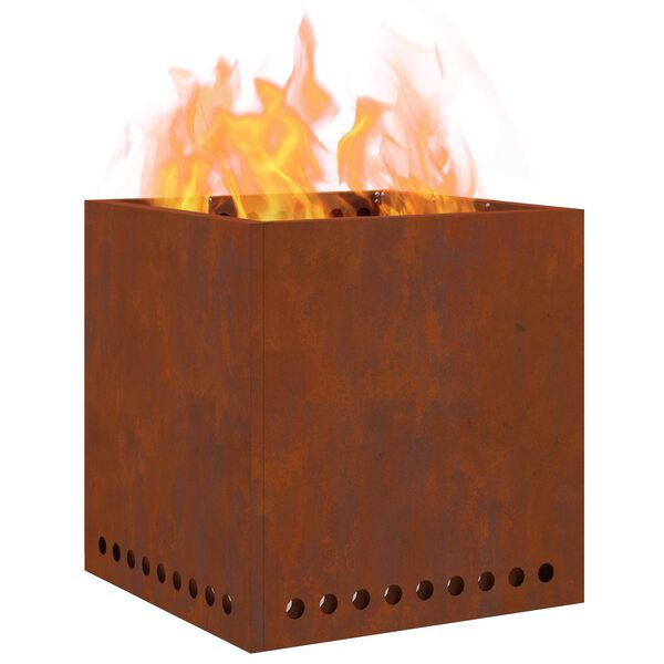 vidaXL Smokeless Fire Pit Brown 48 x 48 x 50 cm Weathering Steel