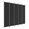 vidaXL 5-Panel Room Divider Black 250x220 cm Fabric