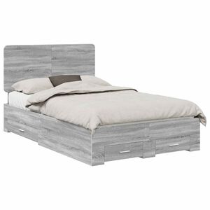 vidaXL Bed Frame with Drawer Grey Sonoma 135 x 190 cm Engineered Wood
