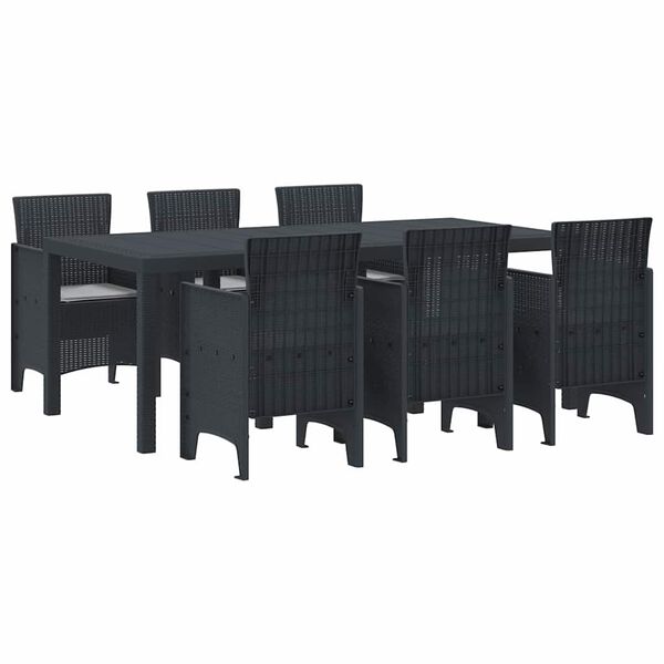 vidaXL Garden Dining Set 7 pcs Anthracite Polt rattan