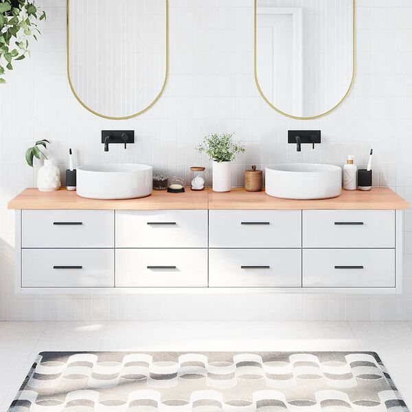 vidaXL Bathroom Countertop Light Brown 220x50x(2-4)cm Treated Solid Wood