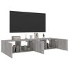 vidaXL TV Wall Cabinets with LED Lights 2 pcs Grey Sonoma 80x35x31 cm