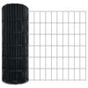 vidaXL Fence with Post Grey 0.4 x 25 m Steel and PVC