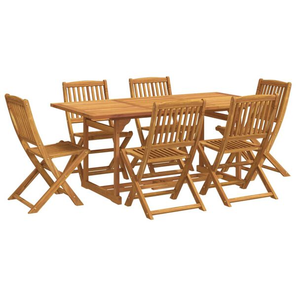 vidaXL 7 Piece Garden Dining Set 180x90x75 cm Solid Wood Acacia