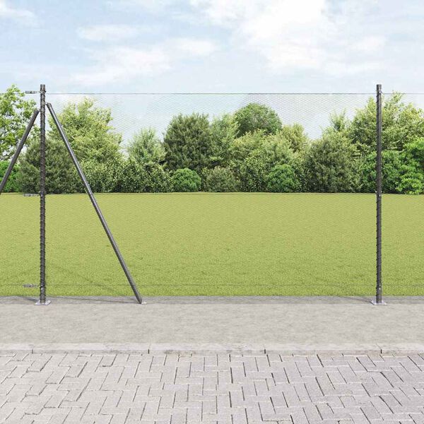 vidaXL Fence with Posts Grey 1.4 x 25 m PVC-coated steel
