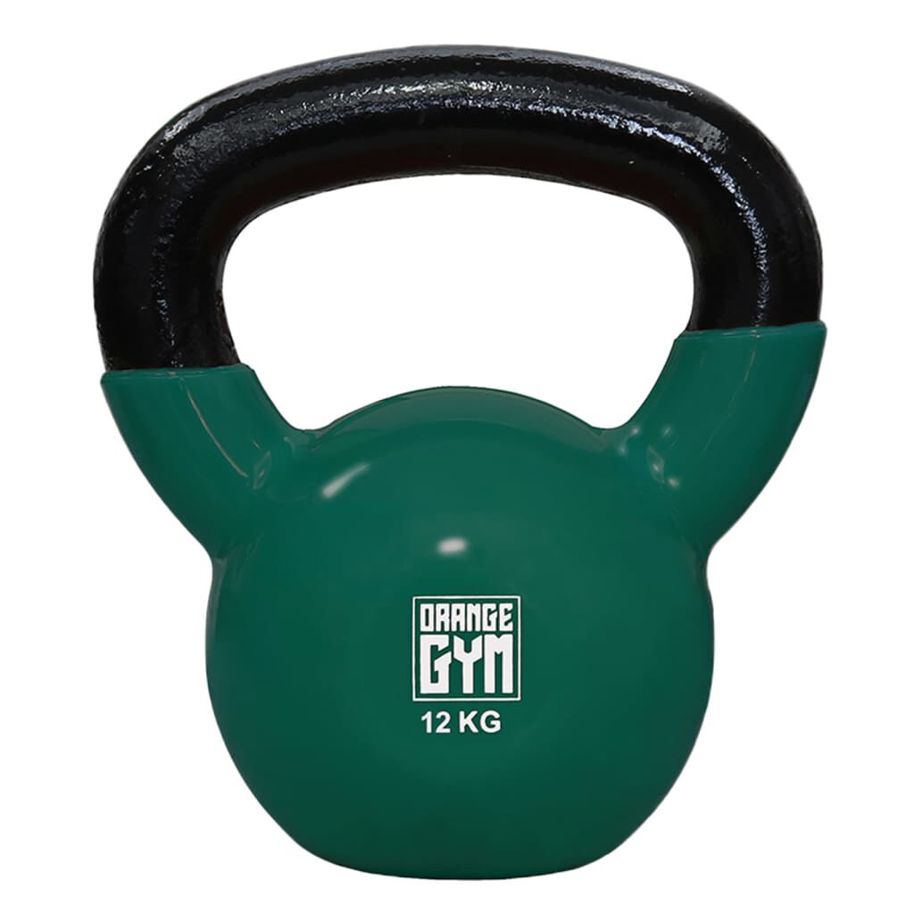 Orange Gym Vinyl Kettlebell 12 kg Dark Green
