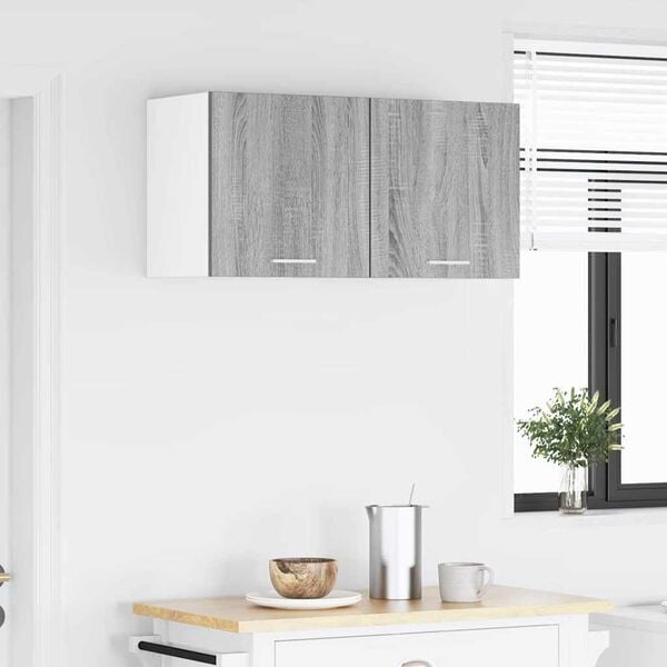vidaXL Hanging Cabinet 2 pcs Grey Sonoma and White 40 x 31 x 40 cm