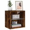 vidaXL Bedside Cabinets with LED Lights Wall-mounted 2 pcs Smoked Oak