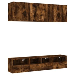 vidaXL 5 Piece TV Wall Units Smoked Oak Engineered Wood