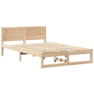 vidaXL Bed Frame with Headboard Natural 120 x 190 cm Solid Pine Wood