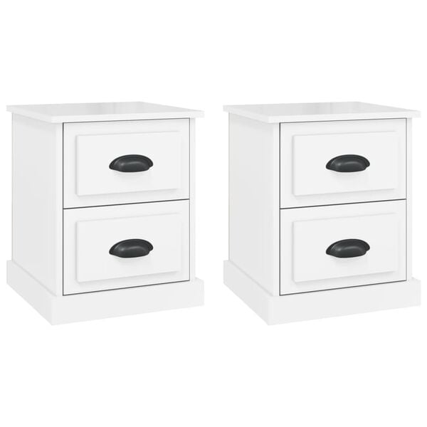 vidaXL Bedside Cabinets 2 pcs High Gloss White 39x39x47.5 cm Engineered Wood