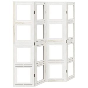 vidaXL Room Divider 4 Panels White Solid Wood Paulownia