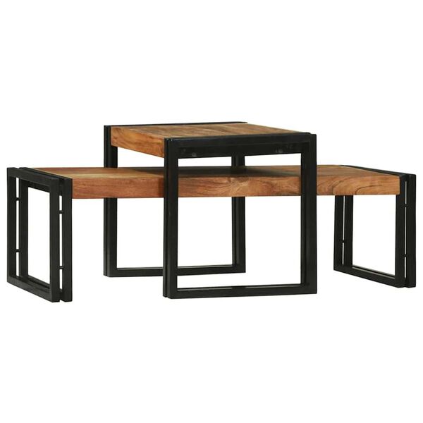 vidaXL Coffee Table 2 pcs Brown 48 x 40 x 40 cm Solid acacia wood