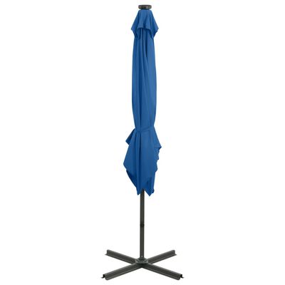 vidaXL Cantilever Umbrella with Pole and LED Lights Azure Blue 250 cm