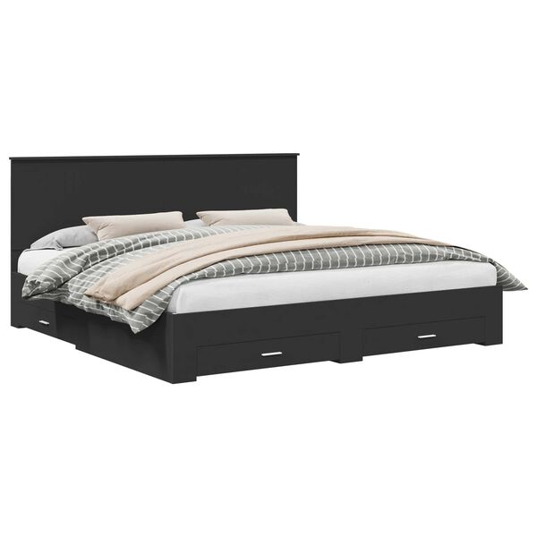 vidaXL Bed Frame Black and Silver 200 x 200 cm Engineered Wood