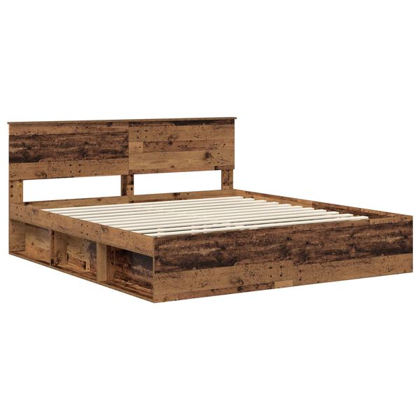 vidaXL Bed Frame with Headboard Old Wood 200 x 200 cm Engineered wood