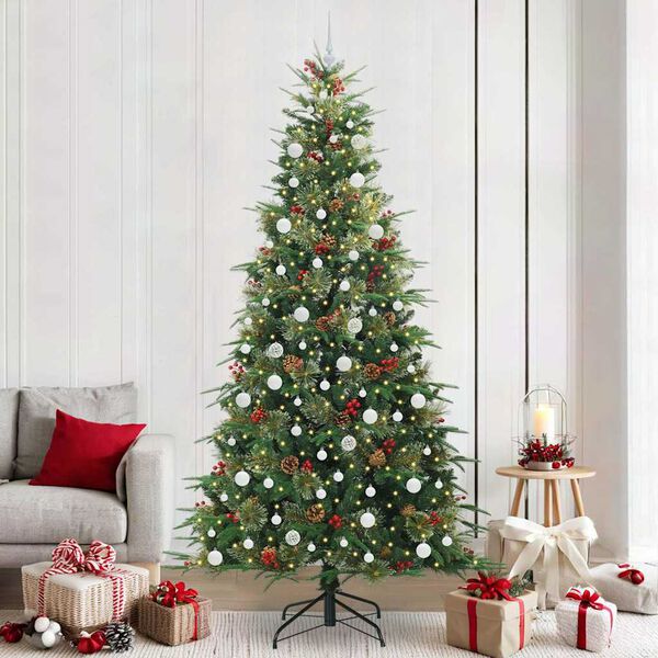 vidaXL Artificial Hinged Christmas Tree Green 240 cm PE and PVC