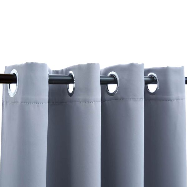 vidaXL Blackout Curtains with Metal Rings 2 pcs Grey 140x245 cm