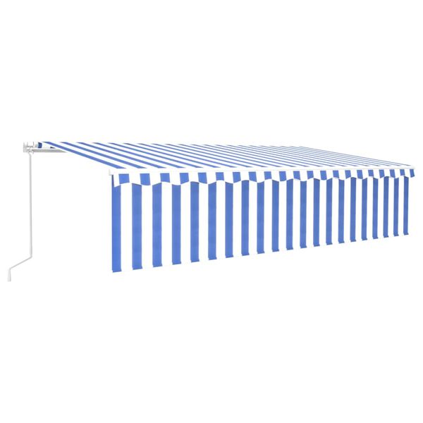 vidaXL Manual Retractable Awning with Blind&LED 6x3m Blue&White