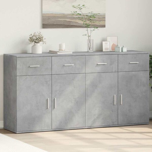 vidaXL Sideboards 2 pcs Concrete Grey 79x38x80 cm Engineered Wood