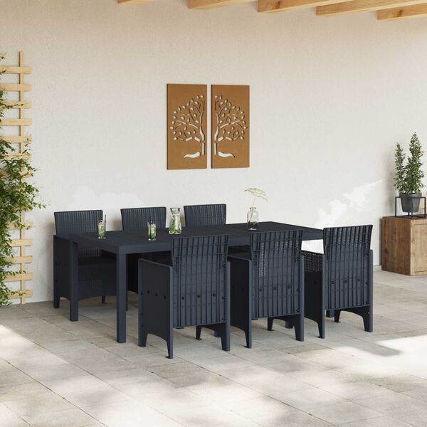 vidaXL Garden Dining Set 7 pcs Anthracite Polt rattan