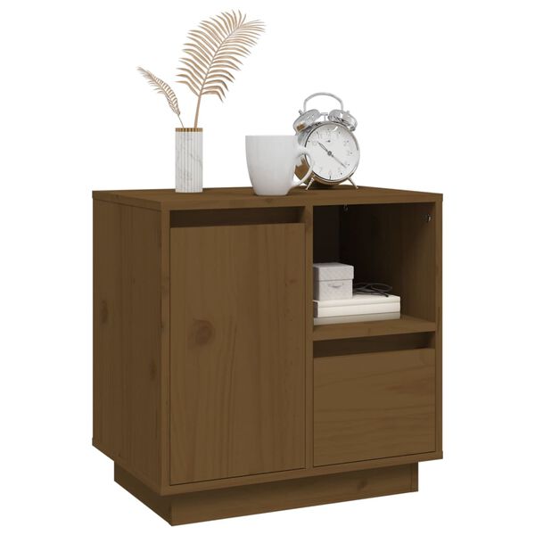vidaXL Bedside Cabinet Honey Brown 50x34x50 cm Solid Wood Pine