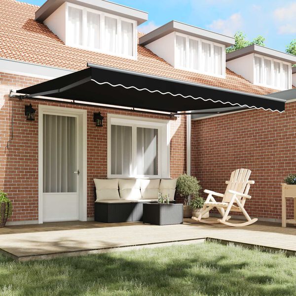 vidaXL Retractable Awning Black 400 x 300 cm Polyester and Steel