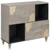vidaXL Sideboard Grey and Gold 80 x 33 x 75 cm Solid Mango Wood