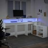vidaXL Desk with LED Lights White 200x104x91 cm Engineered Wood