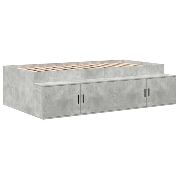 vidaXL Bed Frame with Drawer Concrete Grey 90 x 190 cm Engineered Wood