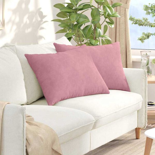 vidaXL Sofa Pillows 2 pcs Pink 70 x 50 cm Corduroy Fabric