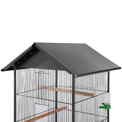 vidaXL Bird Cage with Roof Black 66x66x155 cm Steel